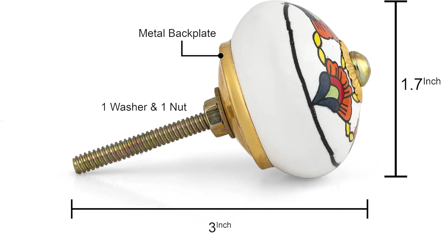 دستگیره های سرامیکی Craft TradeDoor برای کشو - مجموعه ای از دستگیره های سرامیکی آبی رنگ با اتصالات برنجی برای کابینت ها و کمدها، لوازم جانبی سخت افزاری مبلمان عتیقه - ماندالای چند رنگ - بسته 20 عددی