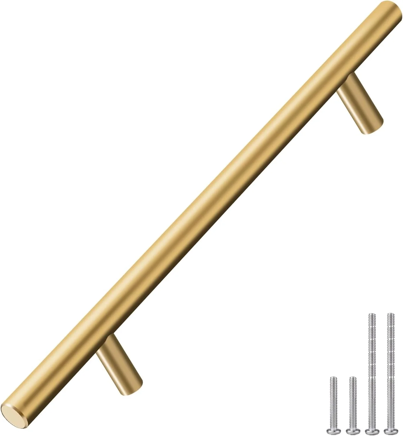 دستگیره های استوانه ای برنجی پرداخت شده CozyHommie، بسته 10 عددی، و دستگیره های کاربردی آلیاژ آلومینیوم جامد برای کابینت آشپزخانه، طراحی شیک T شکل، سخت افزار مبلمان، مرکز سوراخ 5 اینچ (128 میلی متر)