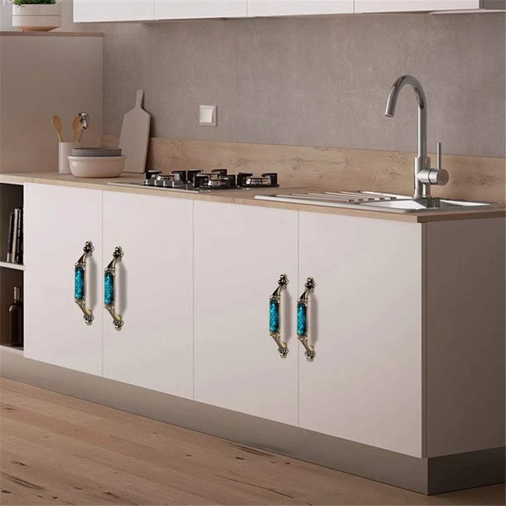 دستگیره کشو ساده 2 عددی کریستالی کلاسیک | یراق آلات کابینت آشپزخانه/دستگیره های کشو کمد قدیمی (تک سوراخ) (رنگ: رنگ a فاصله سوراخ 128 میلی متر)