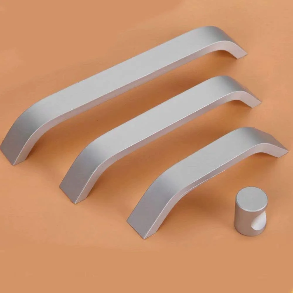 ست 6 عددی دستگیره درب کابینت/دکمه آلیاژ روی، دستگیره کشو کمد آشپزخانه، دستگیره های کمانی خاکستری کلاسیک برای درب کمد