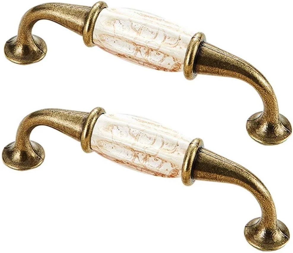 دستگیره های کشو کمد لباس کلاسیک، دستگیره درب کابینت آشپزخانه، دستگیره های سرامیکی، دستگیره کشو، دستگیره درب کمد، 2 عدد