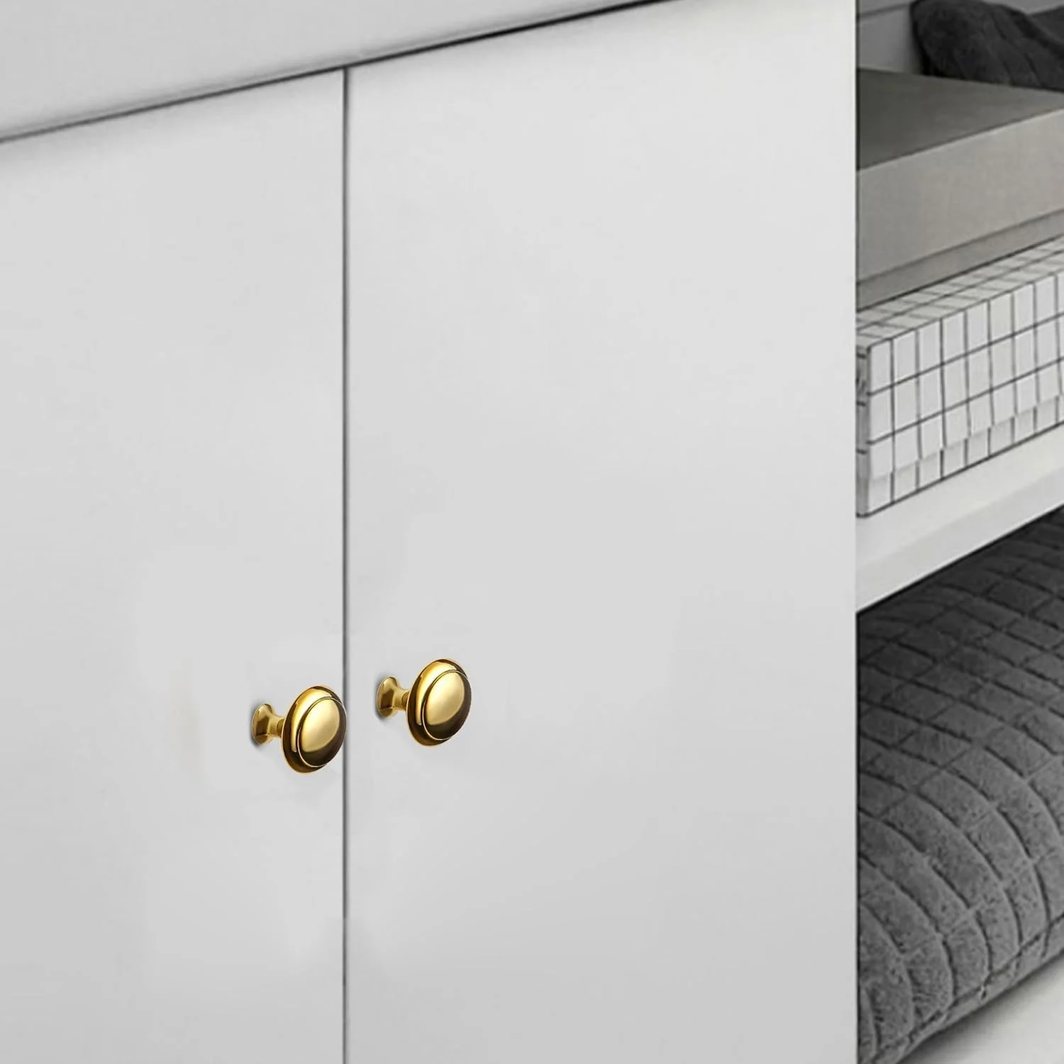 دستگیره کابینت برنجی 12 عددی، دستگیره کشو طلایی گرد، دستگیره کوچک تک سوراخ درب با پیچ برای کابینت آشپزخانه، کمد لباس، سخت افزار جایگزین مبلمان، کمد تزئینی