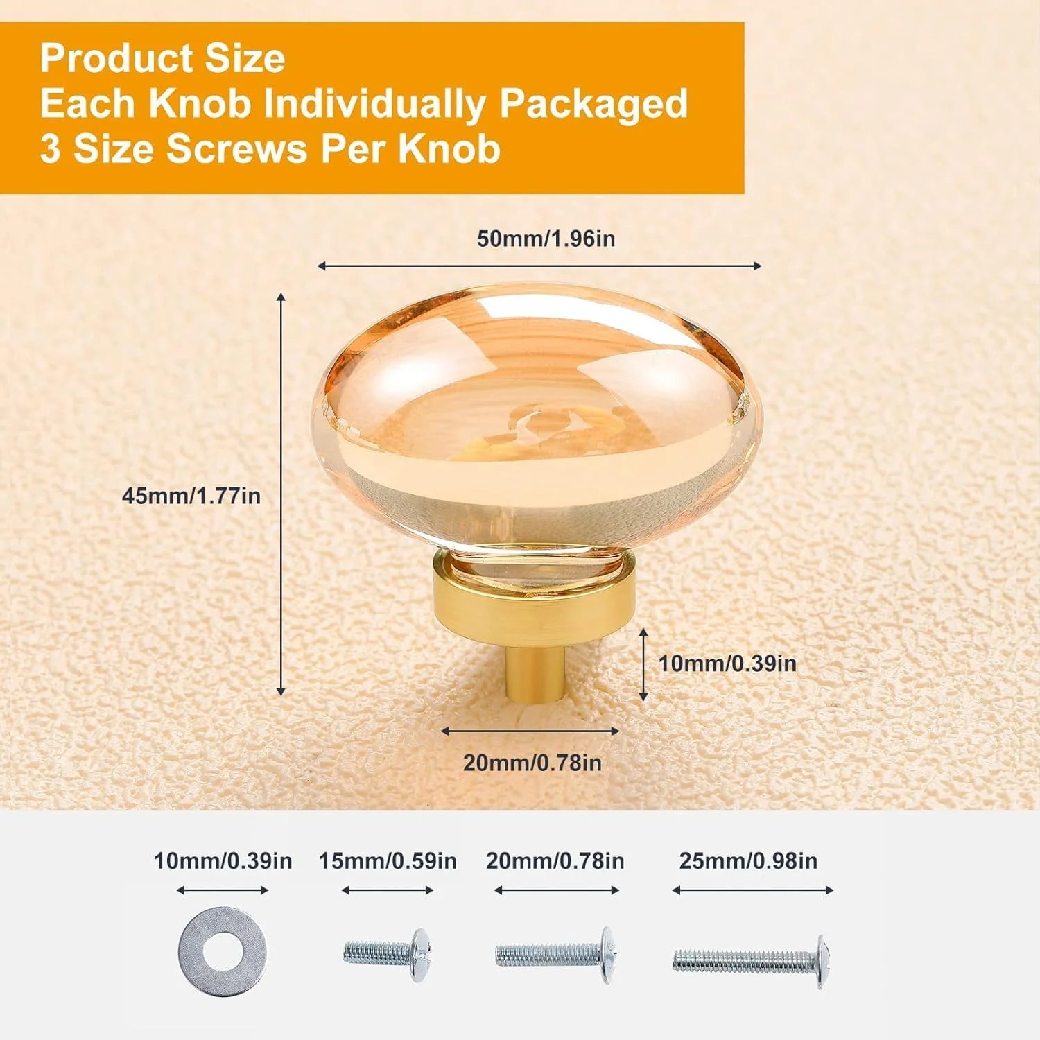 CLCTK بسته 4 عددی دستگیره کابینت کریستالی شامپاینی، دستگیره کابینت طلایی دستگیره شیشه ای برای کشوهای کمد سخت افزار مبلمان برنجی (بیضی)