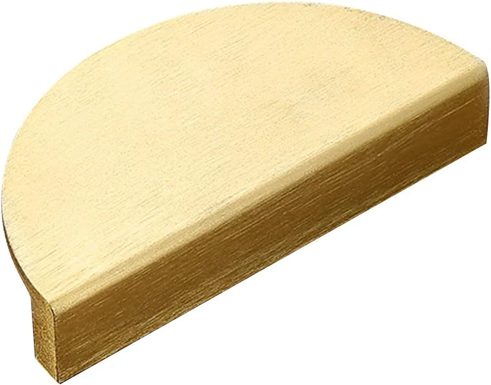 دستگیره های کشو نیمه ماه CALIDAKA، طلایی برس خورده، آلومینیومی، نیم دایره ای، مناسب برای آشپزخانه، کابینت و کتابخانه، 4 عدد، 3.9 اینچ