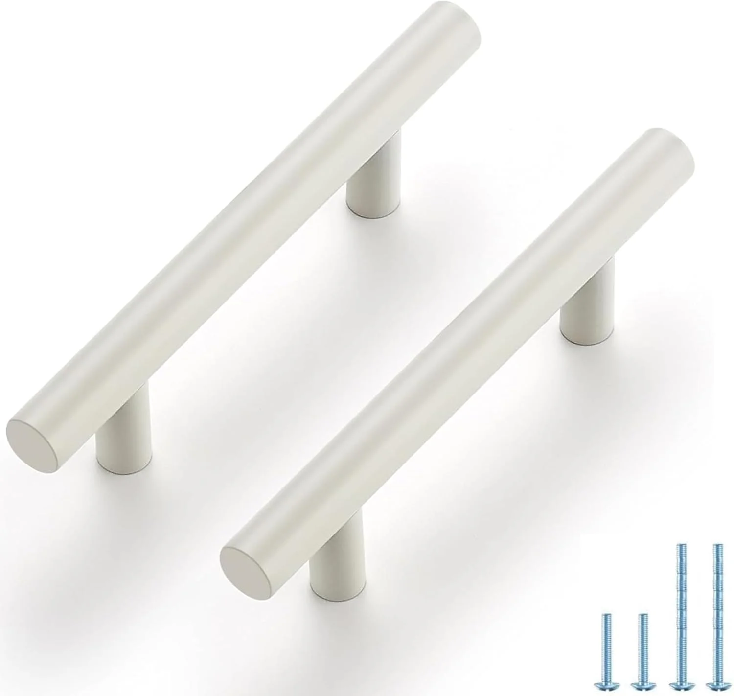 بسته 50 عددی | دستگیره کابینت 5 اینچی سفید مات استیل ضد زنگ، دستگیره کشو آشپزخانه، کمد، روشویی، سخت افزار دراور، طول 5 اینچ، مرکز سوراخ 3 اینچ