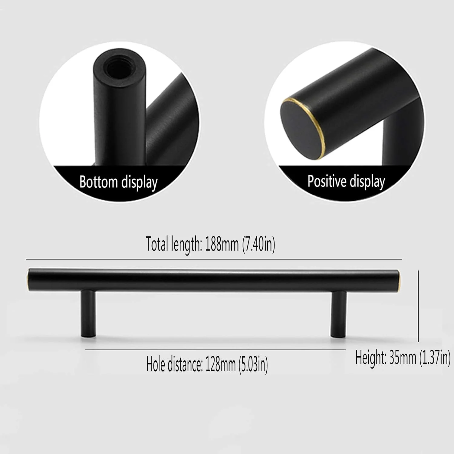 دستگیره های تی بار، دستگیره کابینت، دستگیره کمد، دستگیره کشو، دستگیره های کشو دراور، دستگیره های کمد، دستگیره های درب برنجی کلاسیک، دستگیره کمد لباس، دستگیره جامد (برنز مشکی فاصله سوراخ: 128 میلی متر)