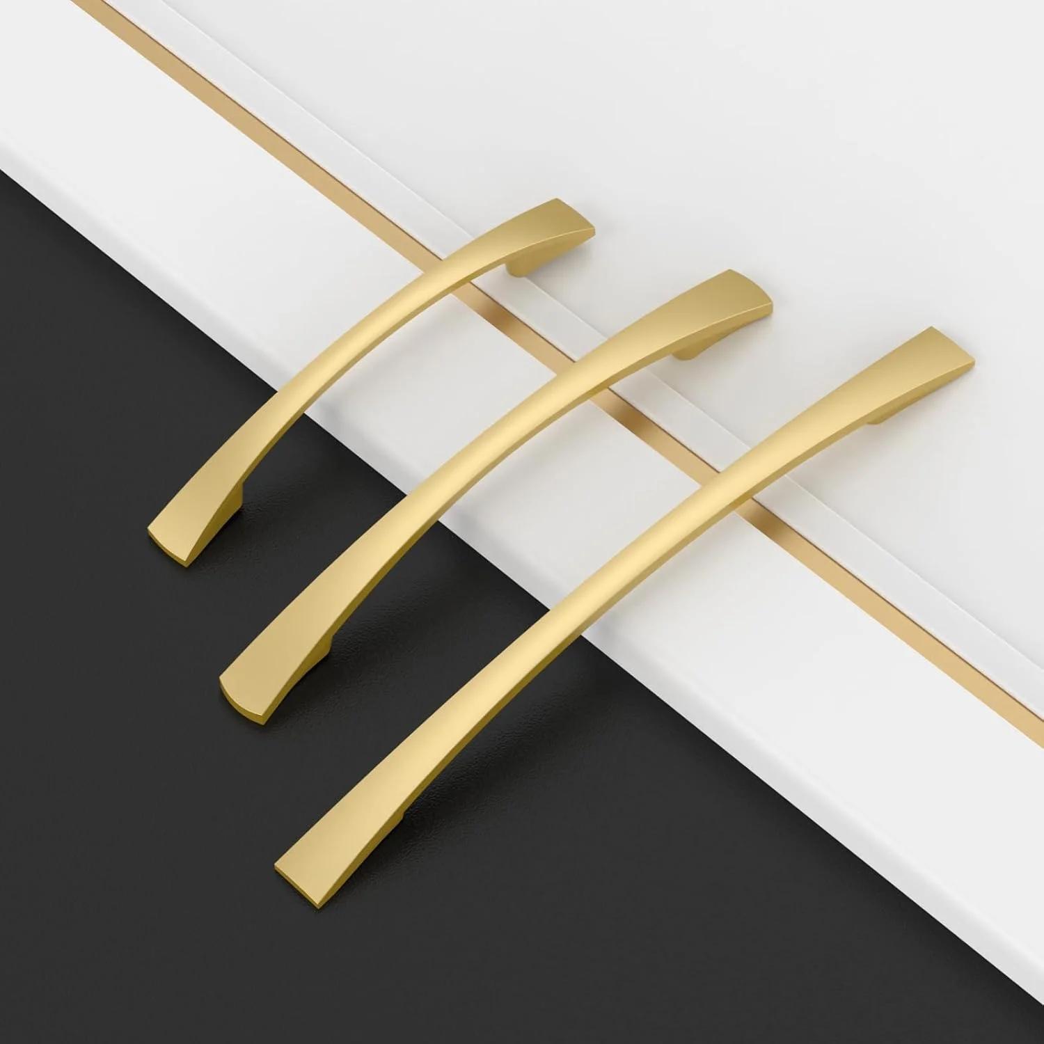 دستگیره مبلمان Amerdeco UK0023، دستگیره کابینت طلایی برس خورده، دستگیره آشپزخانه، فاصله سوراخ 128 میلی متر، دستگیره کشو، دستگیره برای کابینت آشپزخانه، کمد لباس، بسته 10 عددی