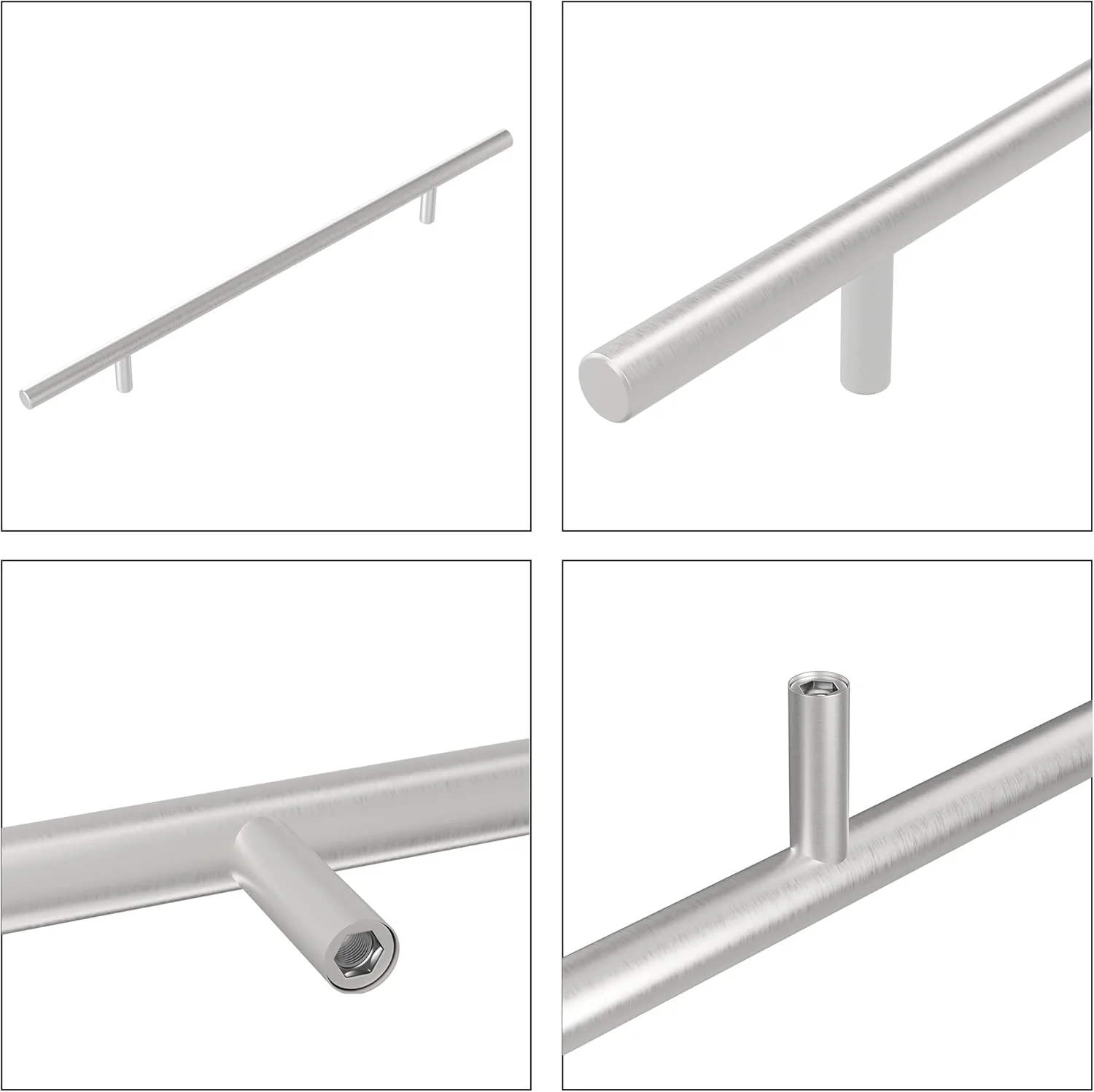 BUHO1991 ست دستگیره 10 عددی کابینت آشپزخانه 192 میلی متری همراه با پیچ، دستگیره T شکل استیل ضد زنگ، دستگیره کشو، دستگیره درب برای مبلمان اتاق خواب آشپزخانه (10 عدد، فاصله سوراخ ها 192 میلی متر)