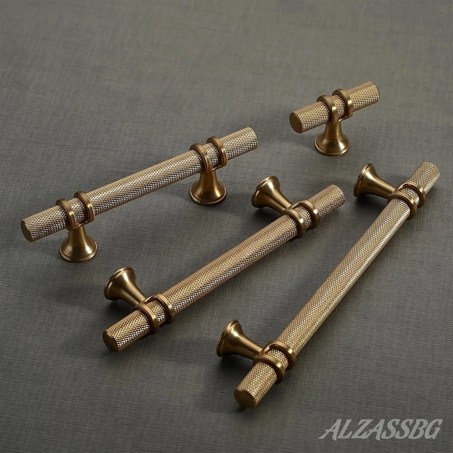دستگیره کابینت شامپاین برنز Alzassbg بسته 10 عددی، فاصله مرکز سوراخ 160 میلی متر، دستگیره های آجدار سخت افزار آشپزخانه برای کابینت و کشو مدل AL3087BRG