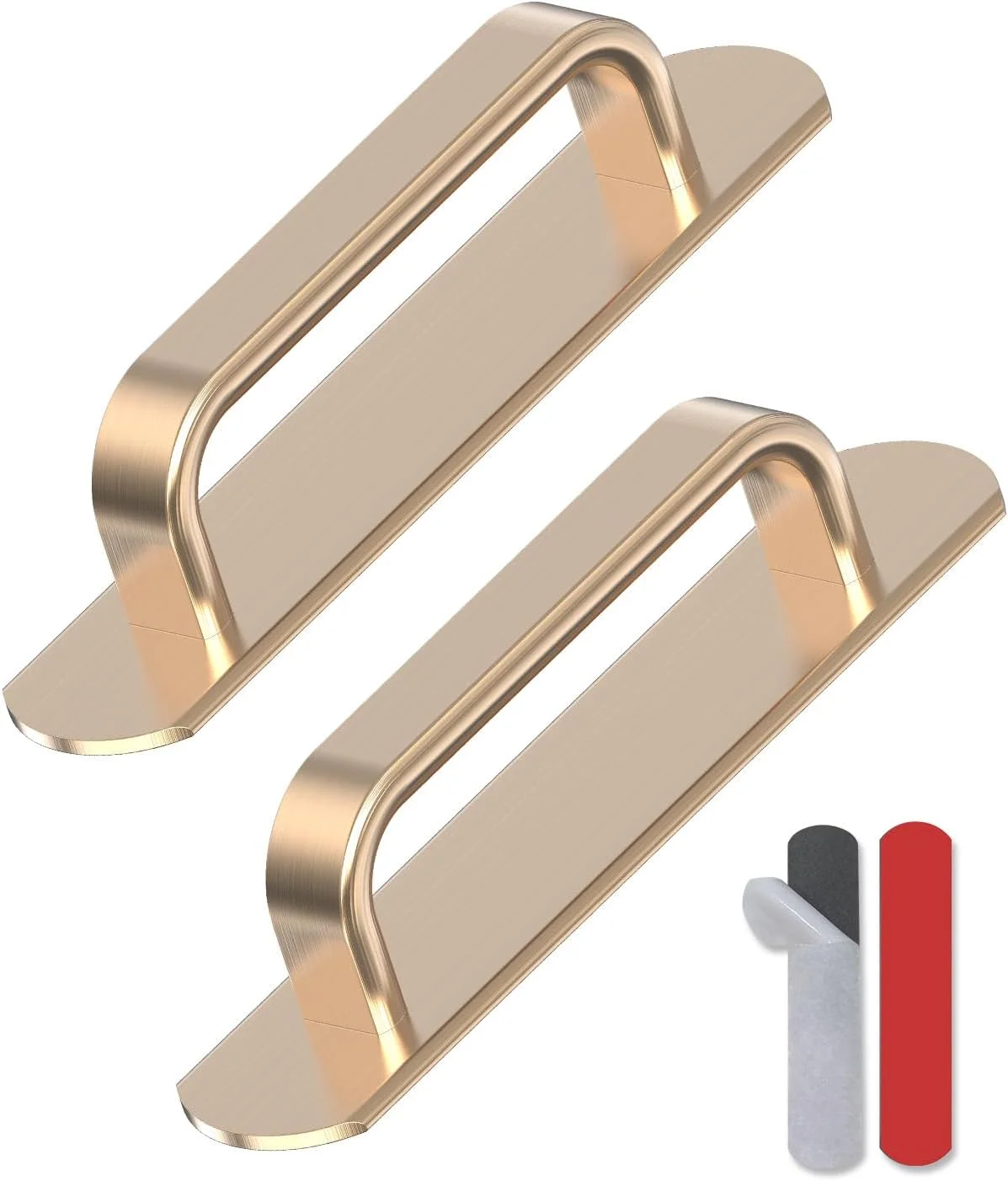 دستگیره کابینت خود چسبی 15 سانتی متری Anobeyi، دستگیره کشویی درب انبار آلومینیومی برای کمد، کابینت آشپزخانه، کشو، پنجره، درب شیشه ای - بدون نیاز به سوراخ کاری و کندن و چسباندن دستگیره (2 عدد، طلایی)