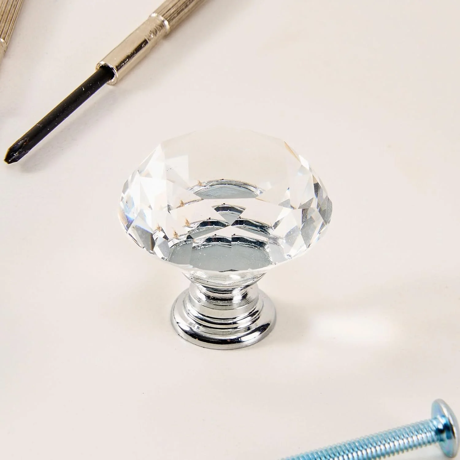 دستگیره کابینت حمام - 1 عدد دستگیره گرد شفاف 1.18 اینچی