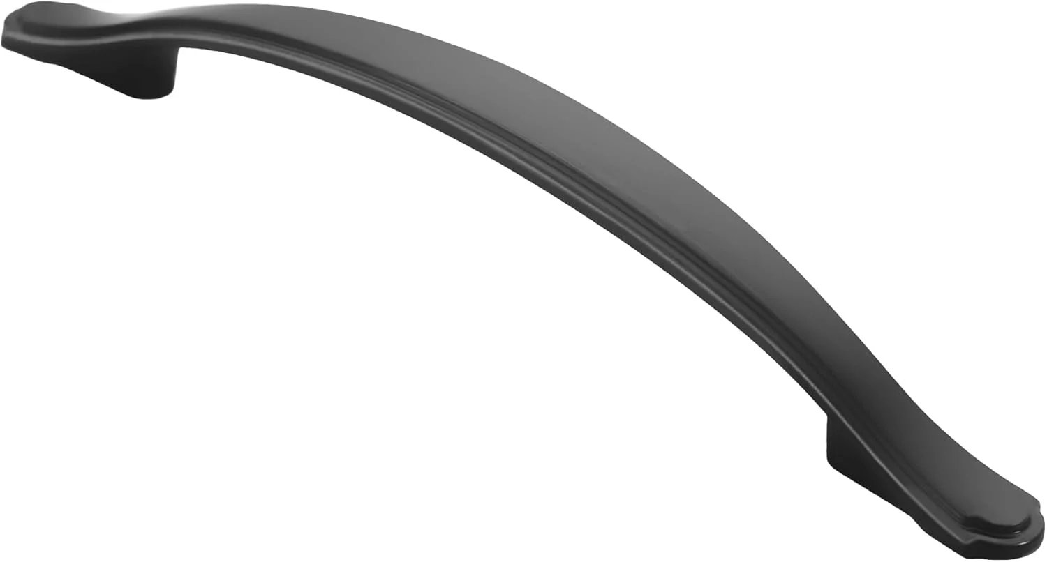 دستگیره کابینت مشکی مات Alzassbg بسته 10 عددی، طول 128 میلی متر، دستگیره کمانی سخت افزاری آشپزخانه برای کابینت و کشو مدل AL3028MB