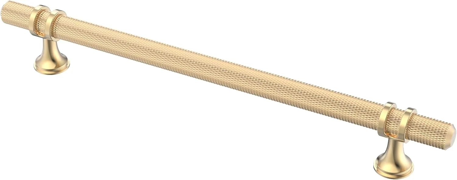 دستگیره کابینت طلایی Alzassbg بسته 10 عددی، فاصله مرکز سوراخ 192 میلی متر، دستگیره های آجدار سخت افزار آشپزخانه برای کابینت ها و کشوها مدل AL3087KGP-ABG