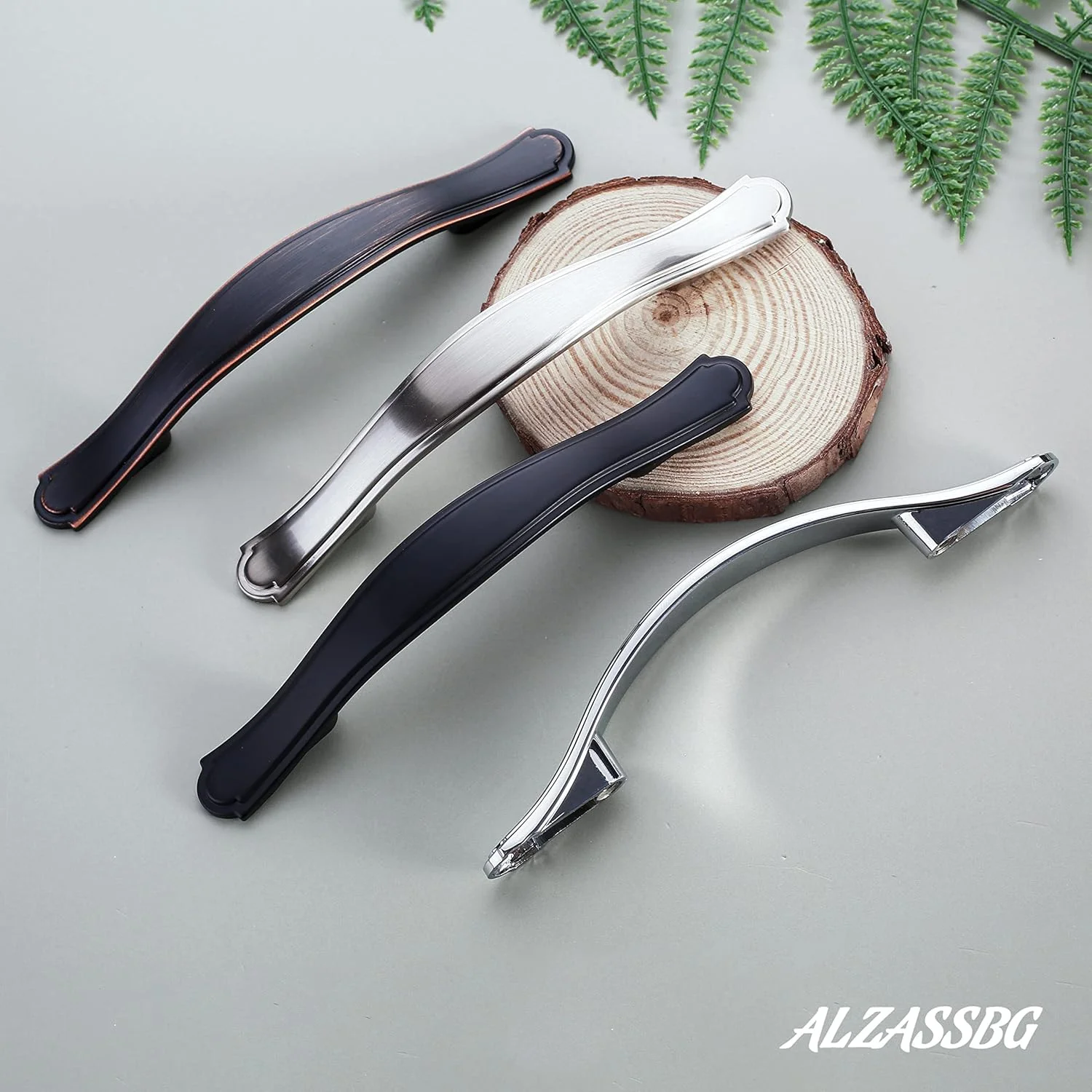 دستگیره کابینت آلزاس‌بی‌جی، برنزی روغنی، 10 عددی، فاصله مرکز سوراخ 76 میلی‌متر، دستگیره کمانی سخت‌افزار آشپزخانه برای کابینت و کشو مدل AL3028ORB