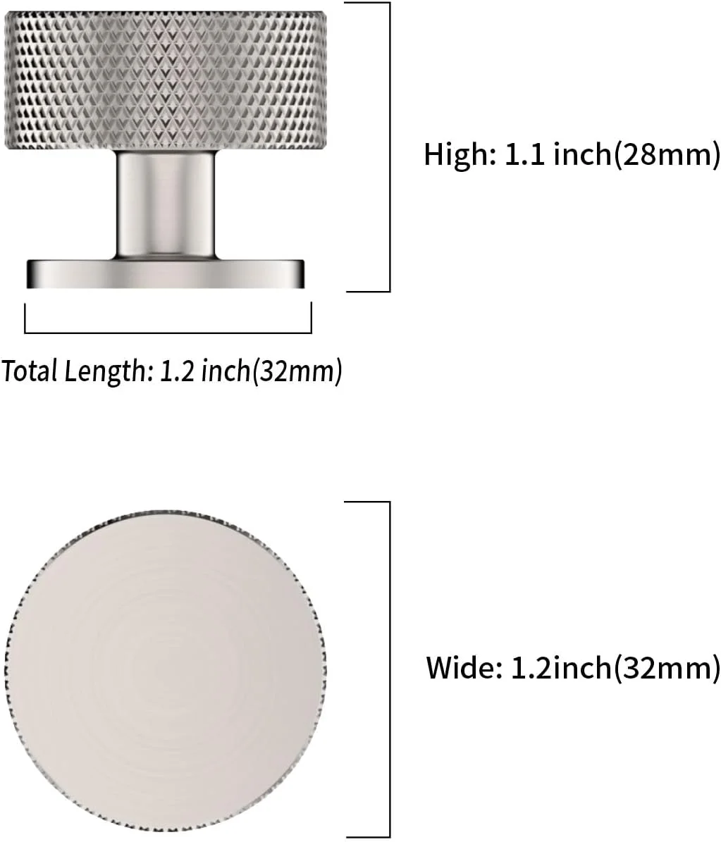 دستگیره کابینت 9BUILD، بسته 10 عددی، نیکل ساتن برس خورده، تک سوراخ، دستگیره های آجدار کابینت، دستگیره کشو، دستگیره کمد مدل UK0045
