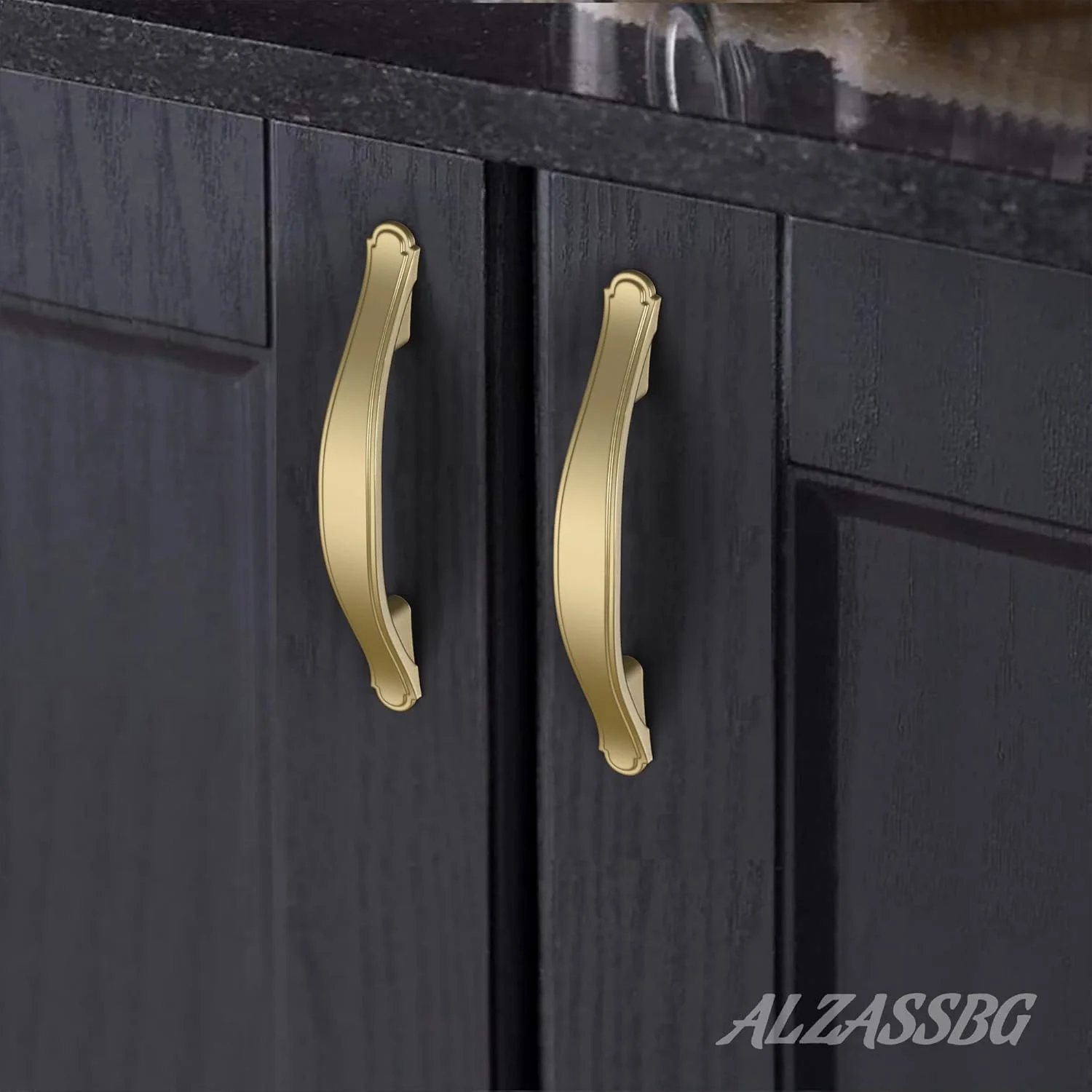 دستگیره کابینت طلایی مات Alzassbg بسته 10 عددی، دستگیره کمانی 3 اینچی (76 میلی متر) سخت افزار آشپزخانه برای کابینت و کشو مدل AL3028MGP