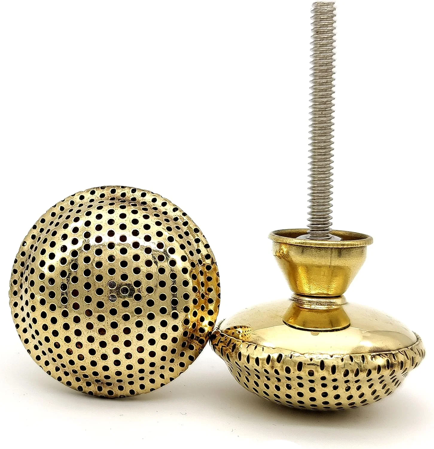 دستگیره های درب برنجی 5MoonSun5 / دستگیره های کشو کمد / دستگیره های فشاری برای کابینت، کمد و کابینت آشپزخانه / دکور سخت افزاری کلاسیک دست ساز، 36 میلی متر خال های خالص (4 عدد)