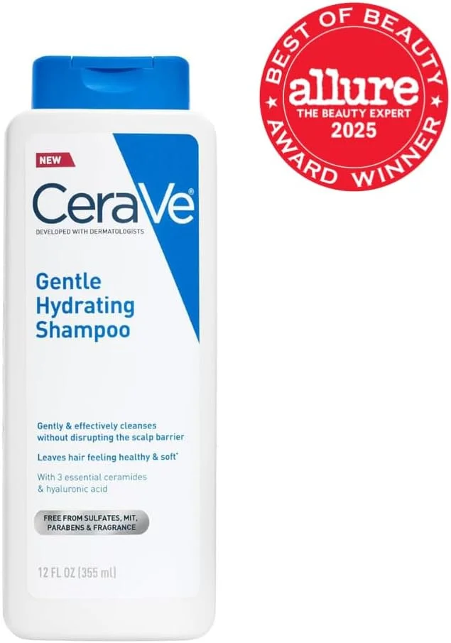 شامپو آبرسان ملایم سراوی، حاوی سرامیدها، نیاسینامید و اسید هیالورونیک برای مو و پوست سر نرم و سالم، بدون سولفات و ایمن برای موهای رنگ شده، مناسب برای انواع مو، 355 میلی لیتر شامپو آبرسان ملایم سراوی، حاوی سرامیدها، نیاسینامید و اسید هیالورونیک برای مو و پوست سر نرم و سالم، بدون سولفات و ایمن برای موهای رنگ شده، مناسب برای انواع مو، 355 میلی لیتر