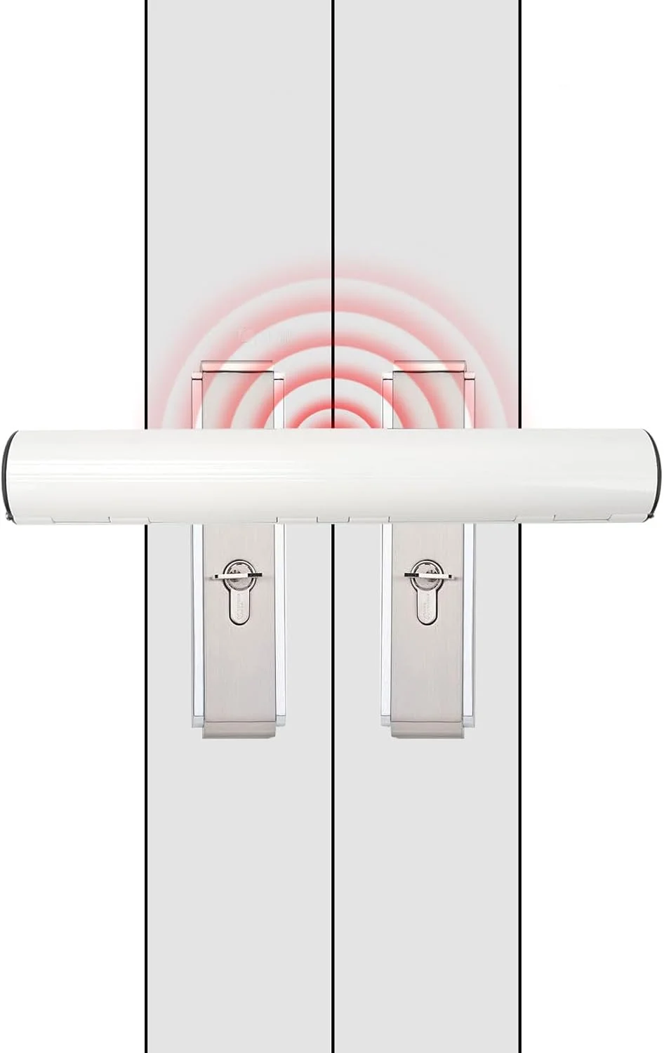 قفل امنیتی درب پاسیو با آلارم، قفل امنیتی درب فرانسوی آلیاژ آلومینیوم قفل ایمنی درب 33 سانتی متر لوله جهانی قفل درب پاسیو با امنیت بالا برای درب های دوتایی قفل درب های گلخانه