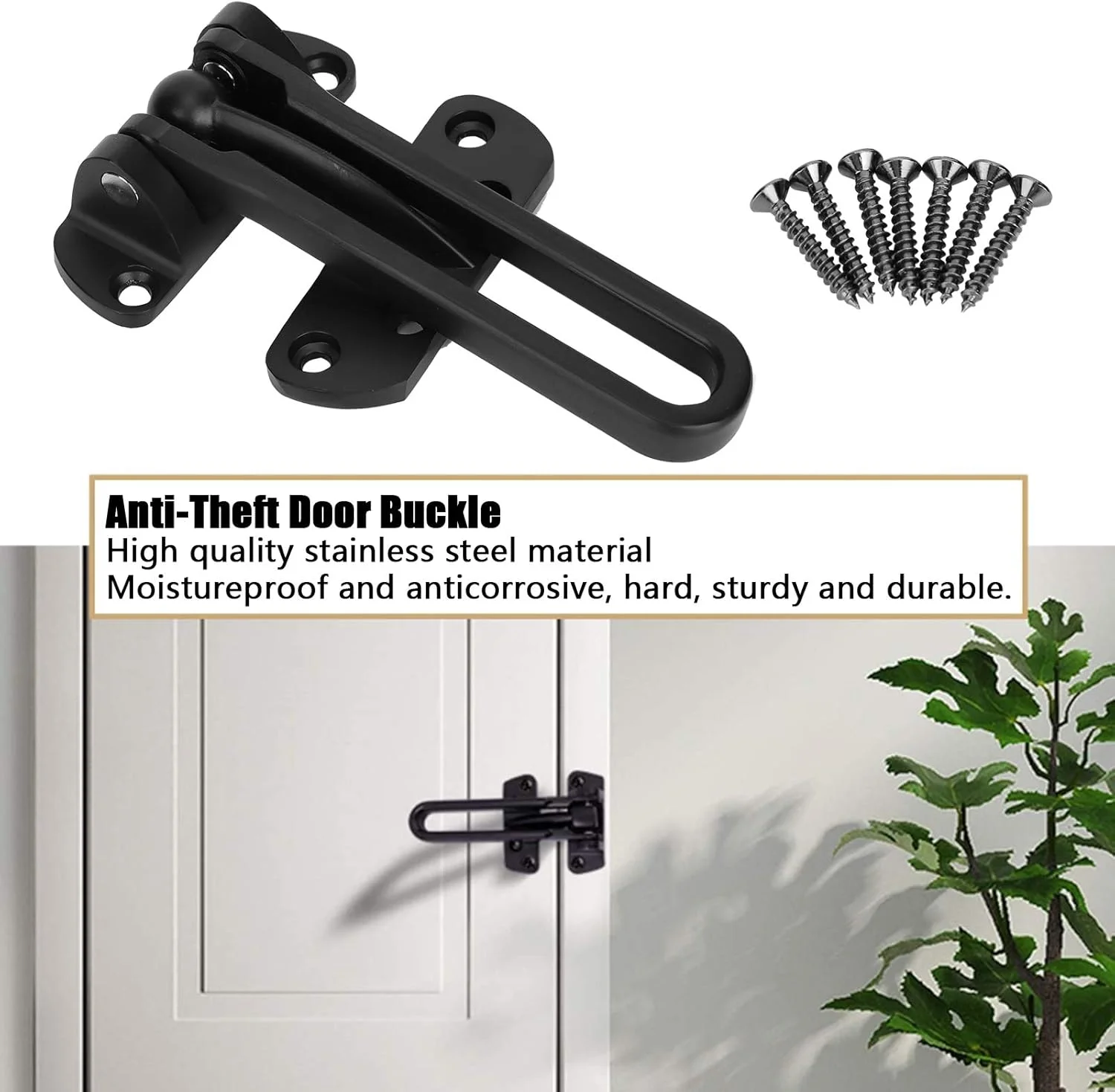 قفل محافظ درب ضد سرقت، قفل درب، دکوراسیون منزل، مناسب فضای باز و هتل (JF 01 (مشکی مات)) قفل محافظ درب ضد سرقت، قفل درب، دکوراسیون منزل، مناسب فضای باز و هتل (JF 01 (مشکی مات))