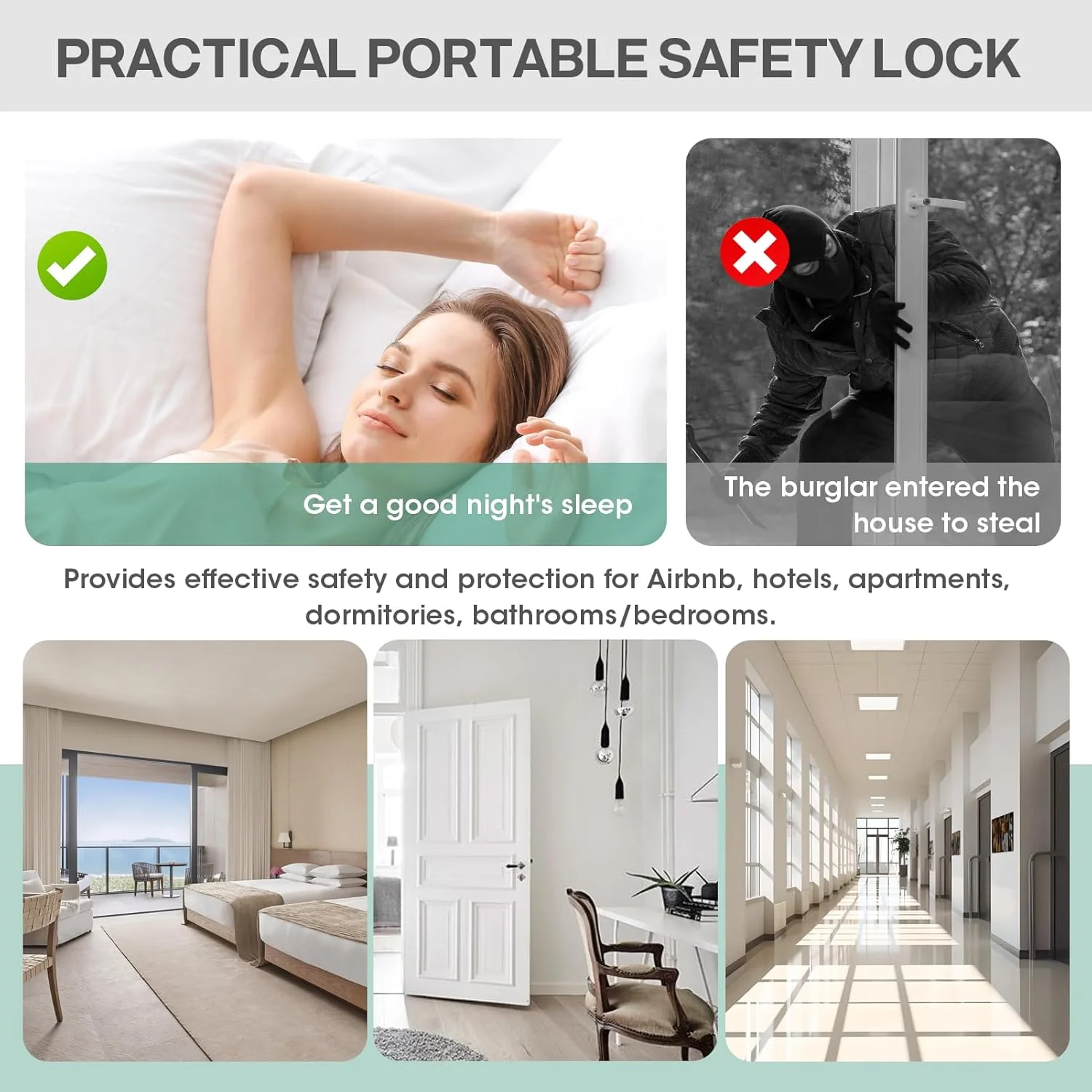 قفل درب قابل حمل 2 عددی، قفل مسافرتی درب قابل حمل، قفل امنیتی درب بدون کلید، قفل امنیتی درب هتل، قفل امنیتی درب برای مسافرت، هتل، خانه