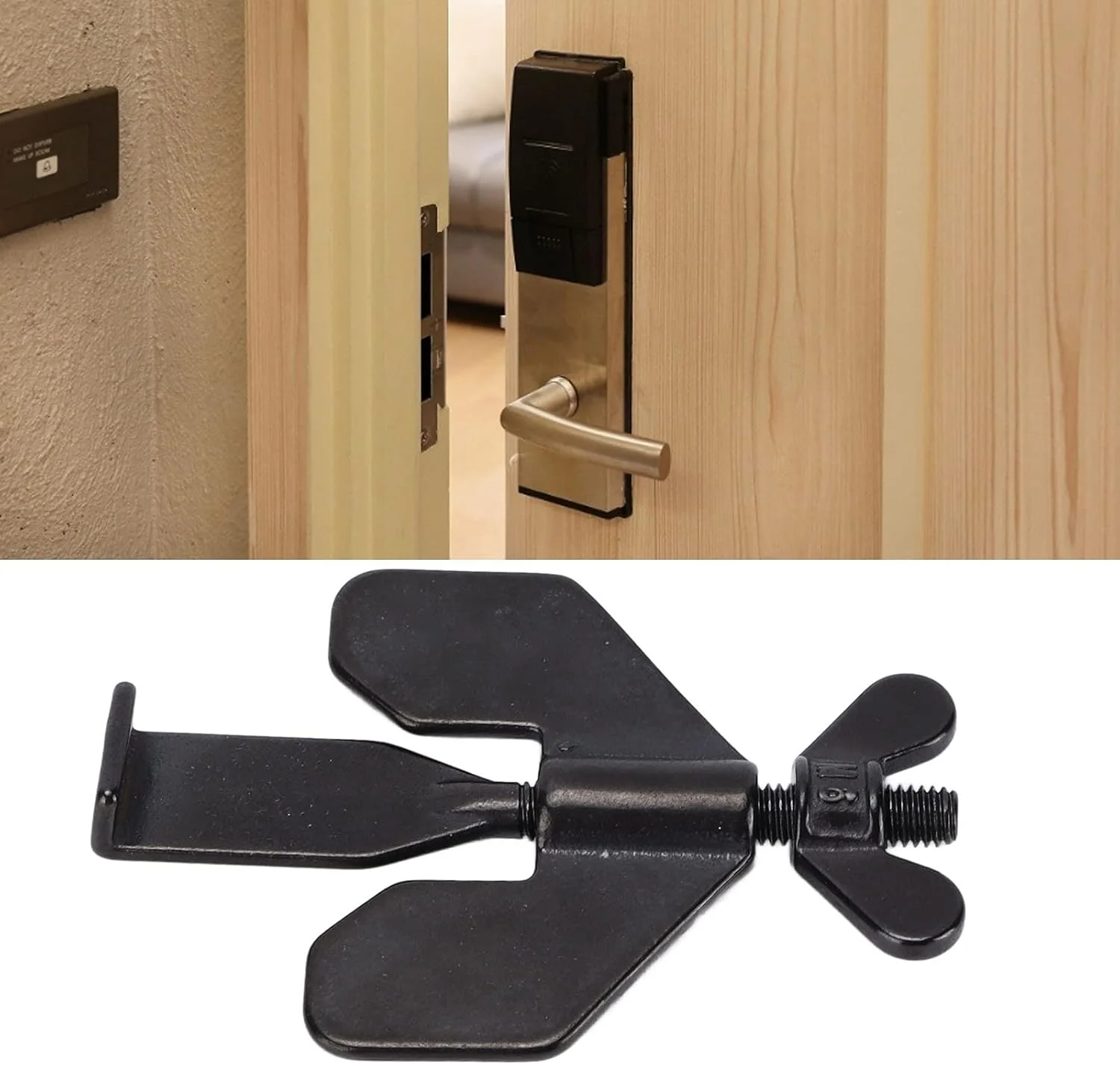 قفل درب قابل حمل، قفل مسافرتی برای امنیت خانه، ضد سرقت، نصب آسان برای هتل و آپارتمان، مشکی (مشکی)