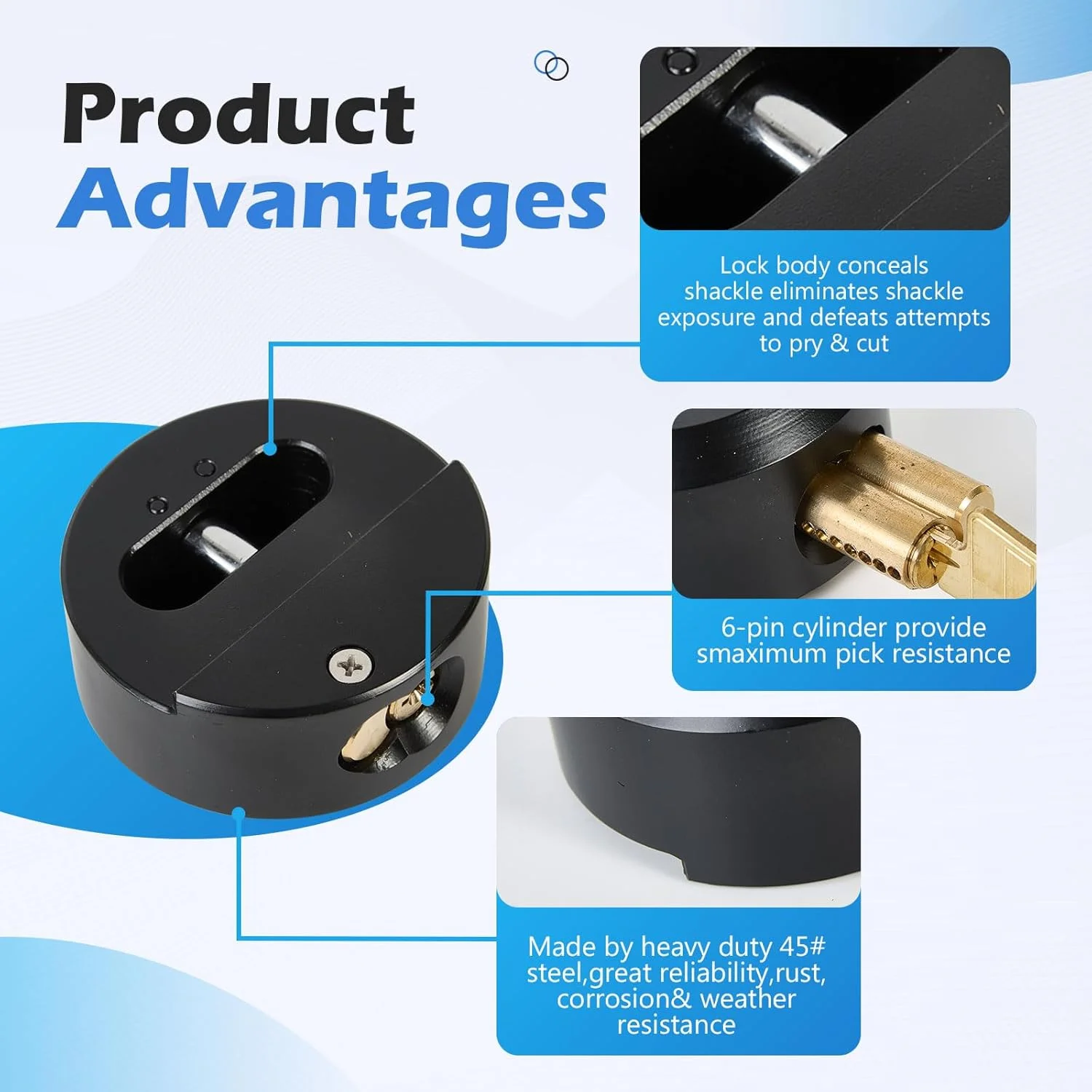 قفل درب تریلر Pomunty بسته 4 عددی، قفل های دیسکی سنگین با کلیدهای یکسان، قفل های پنهان تقویت شده با 8 کلید، قفل فولادی جامد برای تریلرها، کامیون ها، ون ها، درهای سوله و گاراژ قفل درب تریلر Pomunty بسته 4 عددی، قفل های دیسکی سنگین با کلیدهای یکسان، قفل های پنهان تقویت شده با 8 کلید، قفل فولادی جامد برای تریلرها، کامیون ها، ون ها، درهای سوله و گاراژ