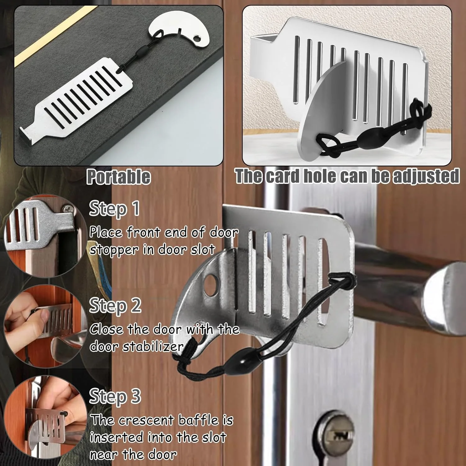 قفل درب قابل حمل، بسته 2 عددی، قفل مسافرتی استیل ضد زنگ، قفل امنیتی، امنیت خانه، قفل درب برای مسافرت، هتل، خانه، آپارتمان، خوابگاه و مسافرت