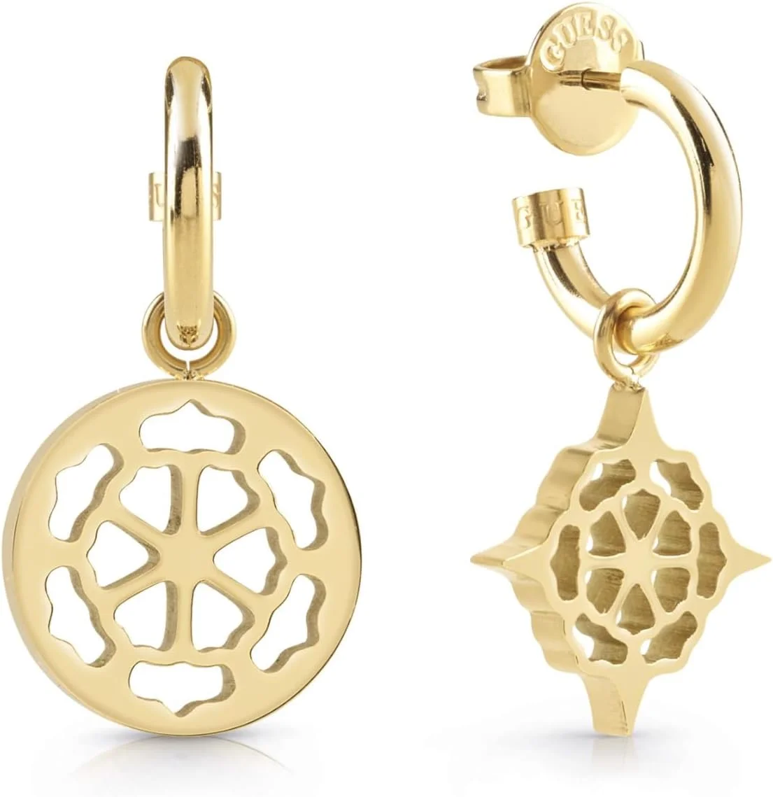 گوشواره زنانه استیل گس مدل LADY ER 25MM DBL PEONY MINI HUGGIES YG MAY'2022