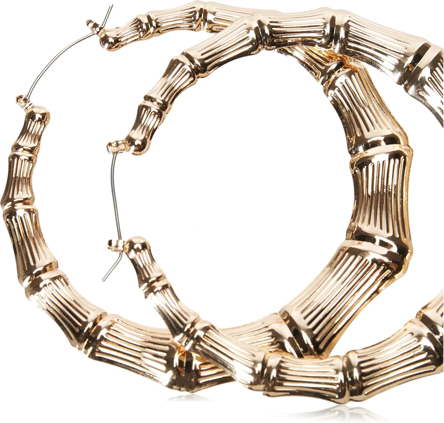 گوشواره های حلقه ای فلزی گس زنانه، طرح بامبو، طلایی، سایز واحد گوشواره های حلقه ای فلزی گس زنانه، طرح بامبو، طلایی، سایز واحد