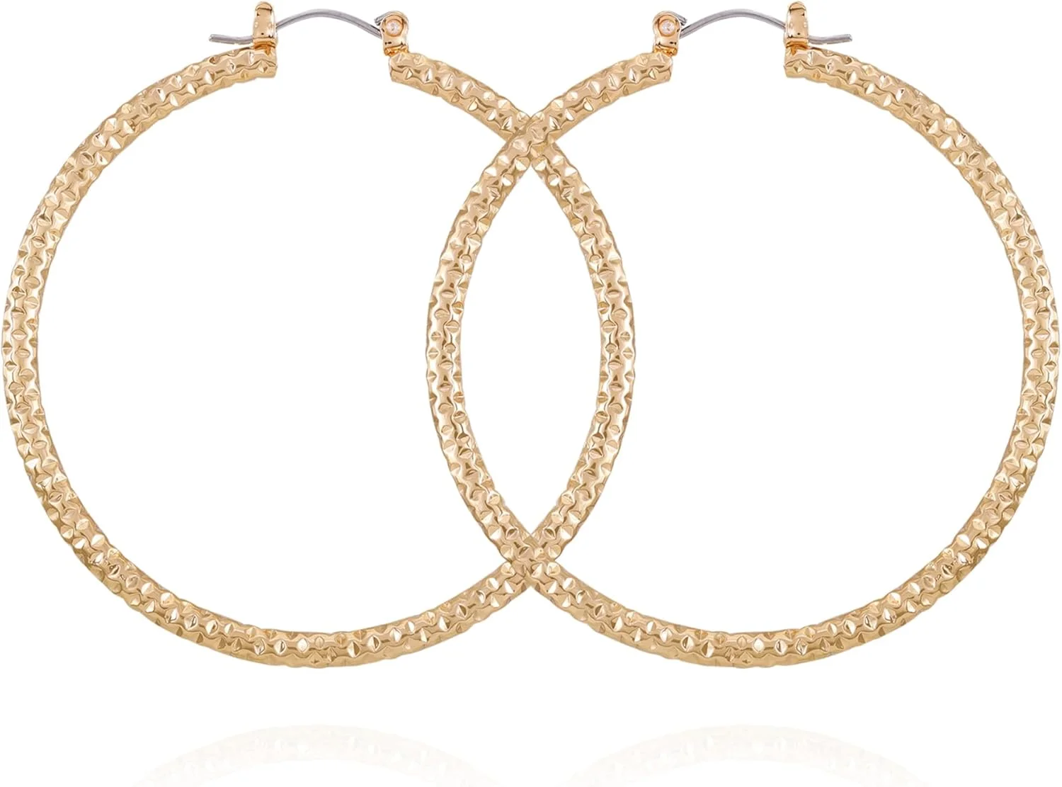 گوشواره های حلقه ای بزرگ بافت دار طلایی حدس