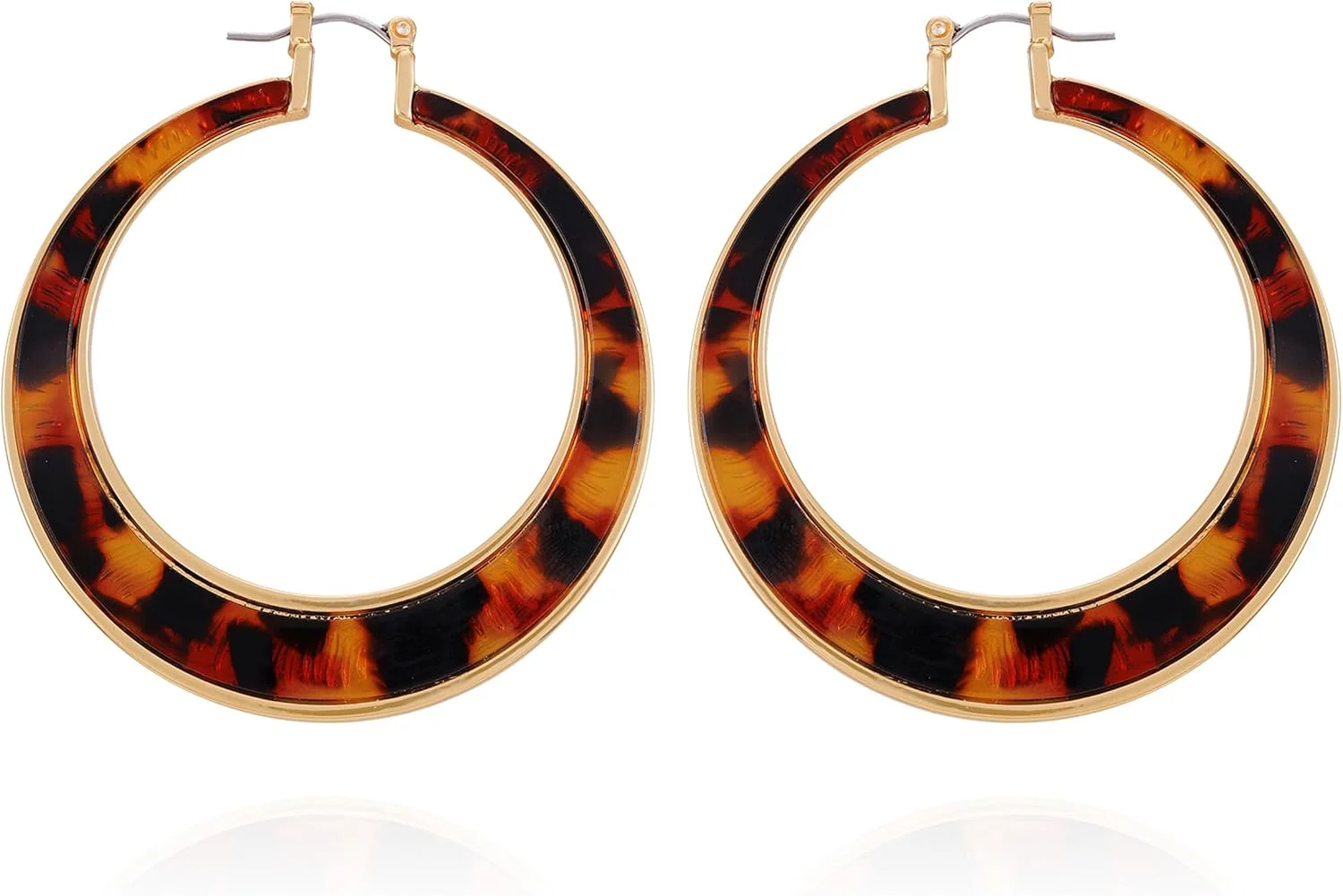 گوشواره های حلقه ای طلایی رنگ گس با طرح لاک پشتی کنجدی