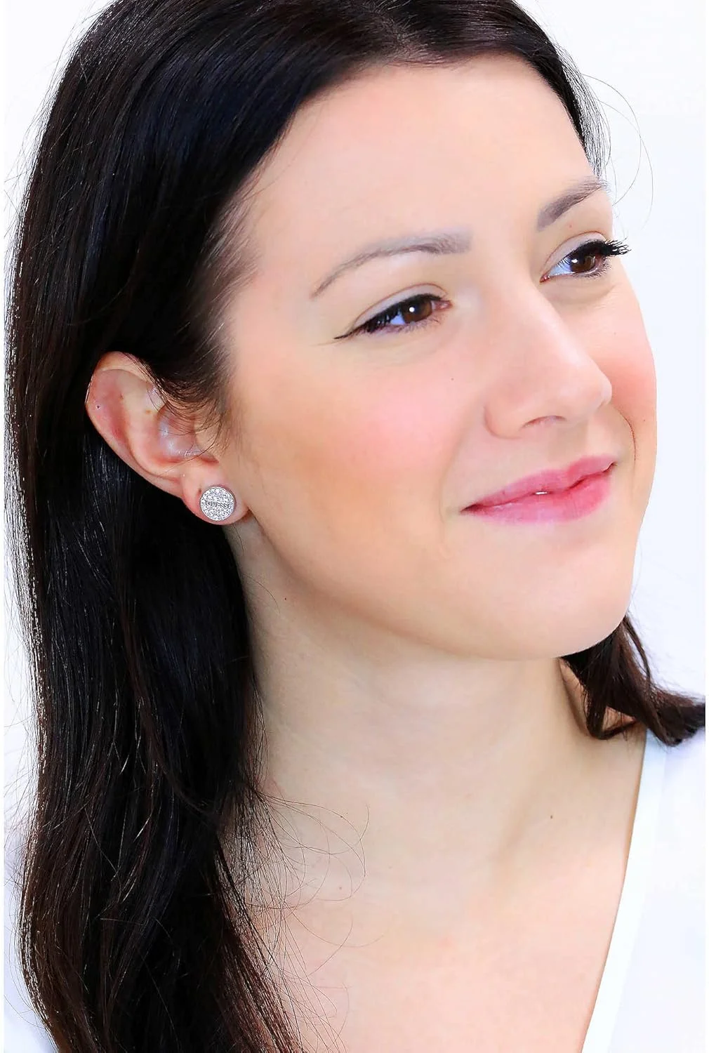 گوشواره های سکه ای زنانه گس با نگین های پاوه 11 میلی متری و لوگوی گس، رودیوم گوشواره های سکه ای زنانه گس با نگین های پاوه 11 میلی متری و لوگوی گس، رودیوم