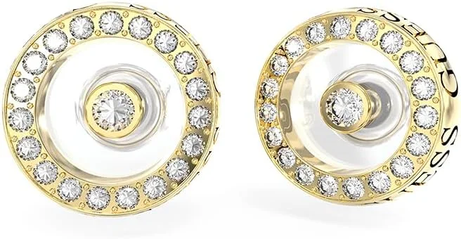 گوشواره میخی دایره ای نگین دار زنانه گس 12 میلی متری طلایی ژوئن 2023