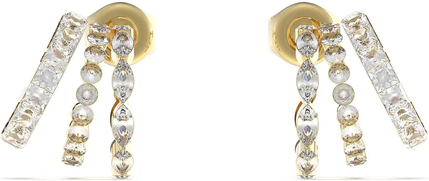 گوشواره زنانه گس مدل هندسی سه گانه به قطر 15 میلی متر طلایی ژوئن 2023