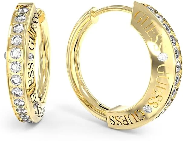 گوشواره حلقه ای نیم گرد نگین دار زنانه گس 20 میلی متری طلایی ژوئن 2023