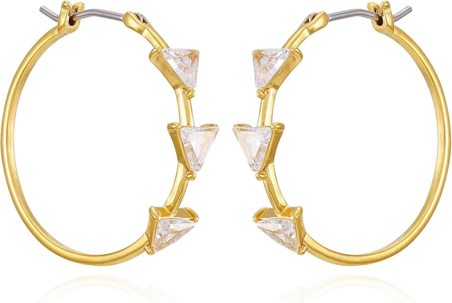 گوشواره های حلقه ای نگین دار GUESS ECO با روکش طلایی