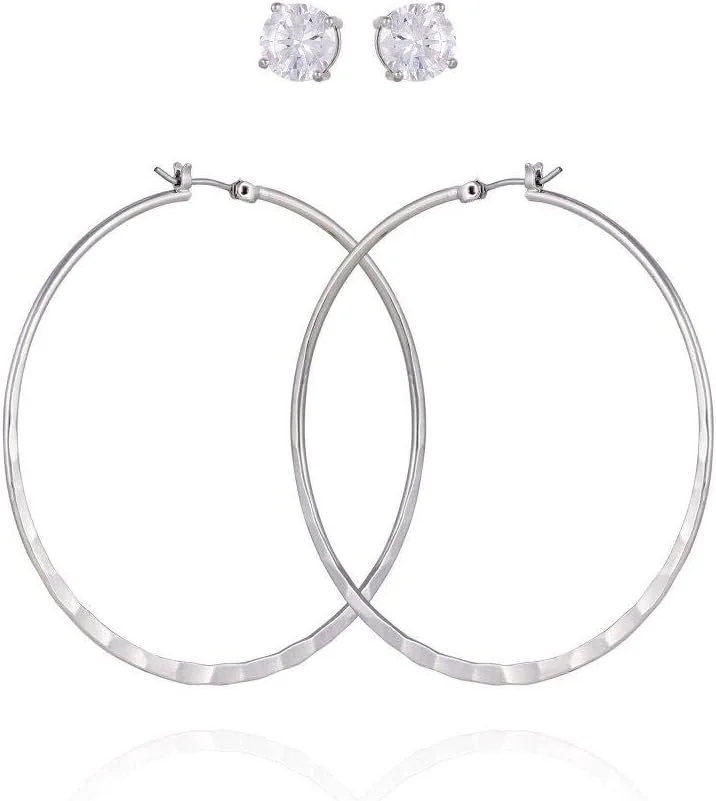 گوشواره حلقه ای زنانه گس با نگین های کریستالی، طلایی، سایز تک