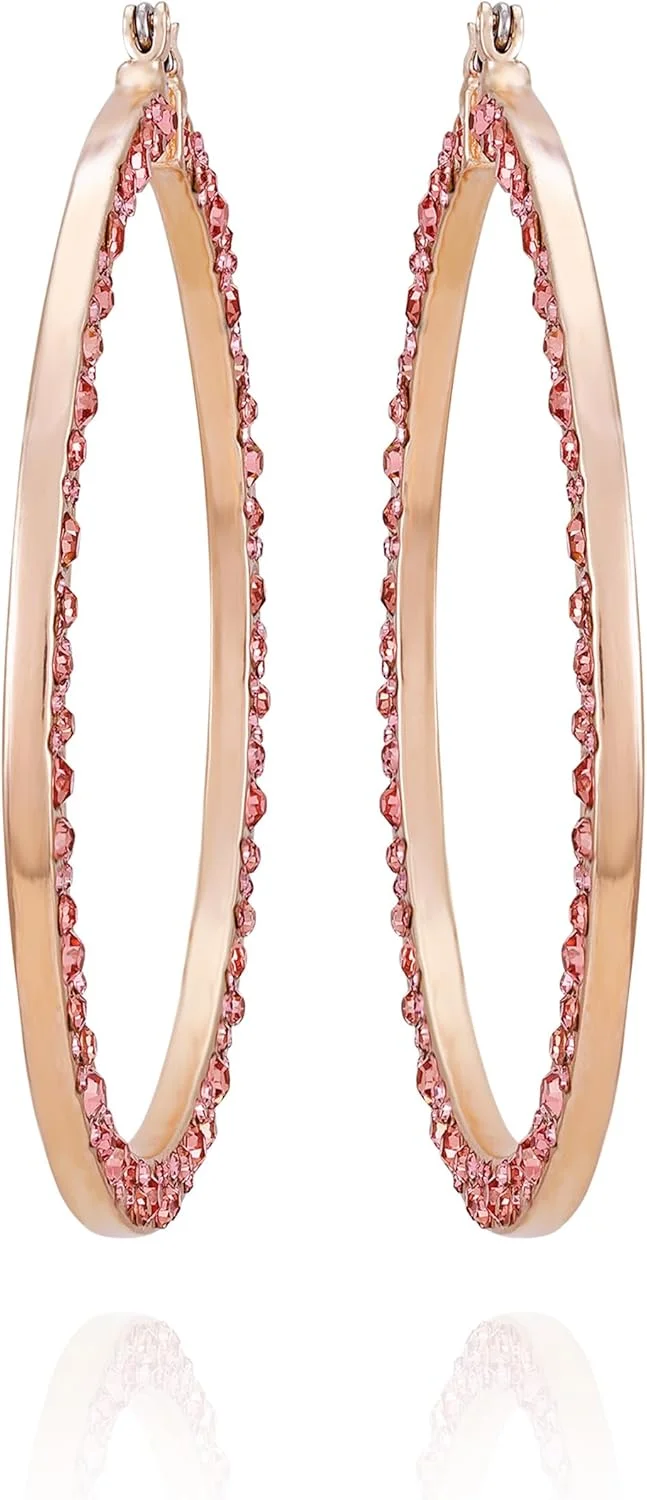 گوشواره حلقه ای نگین دار رزگلد GUESS گوشواره حلقه ای نگین دار رزگلد GUESS