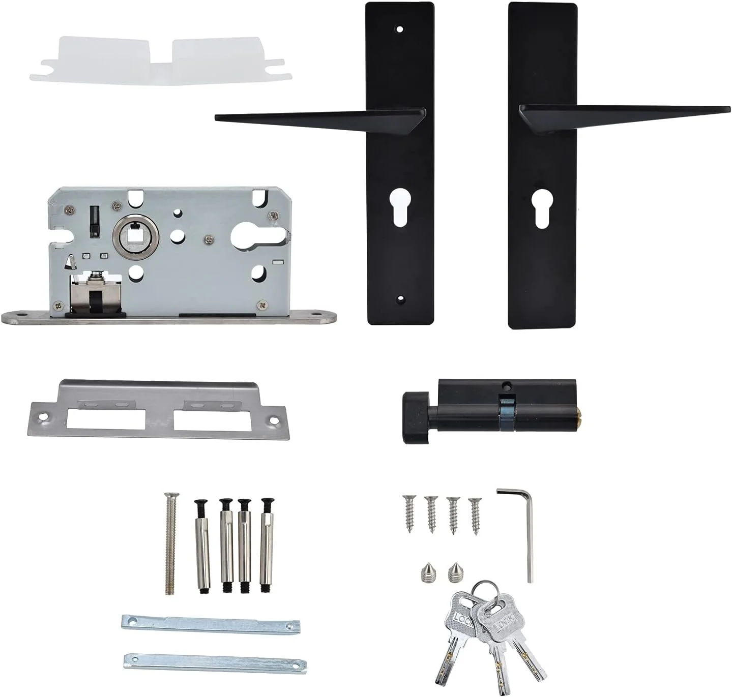 ست دستگیره درب آلیاژ روی قفل مکانیکی ضد سرقت داخلی برای اتاق خواب حمام منزل، مناسب برای درب های داخلی با ضخامت 35 تا 50 میلی متر، نصب آسان