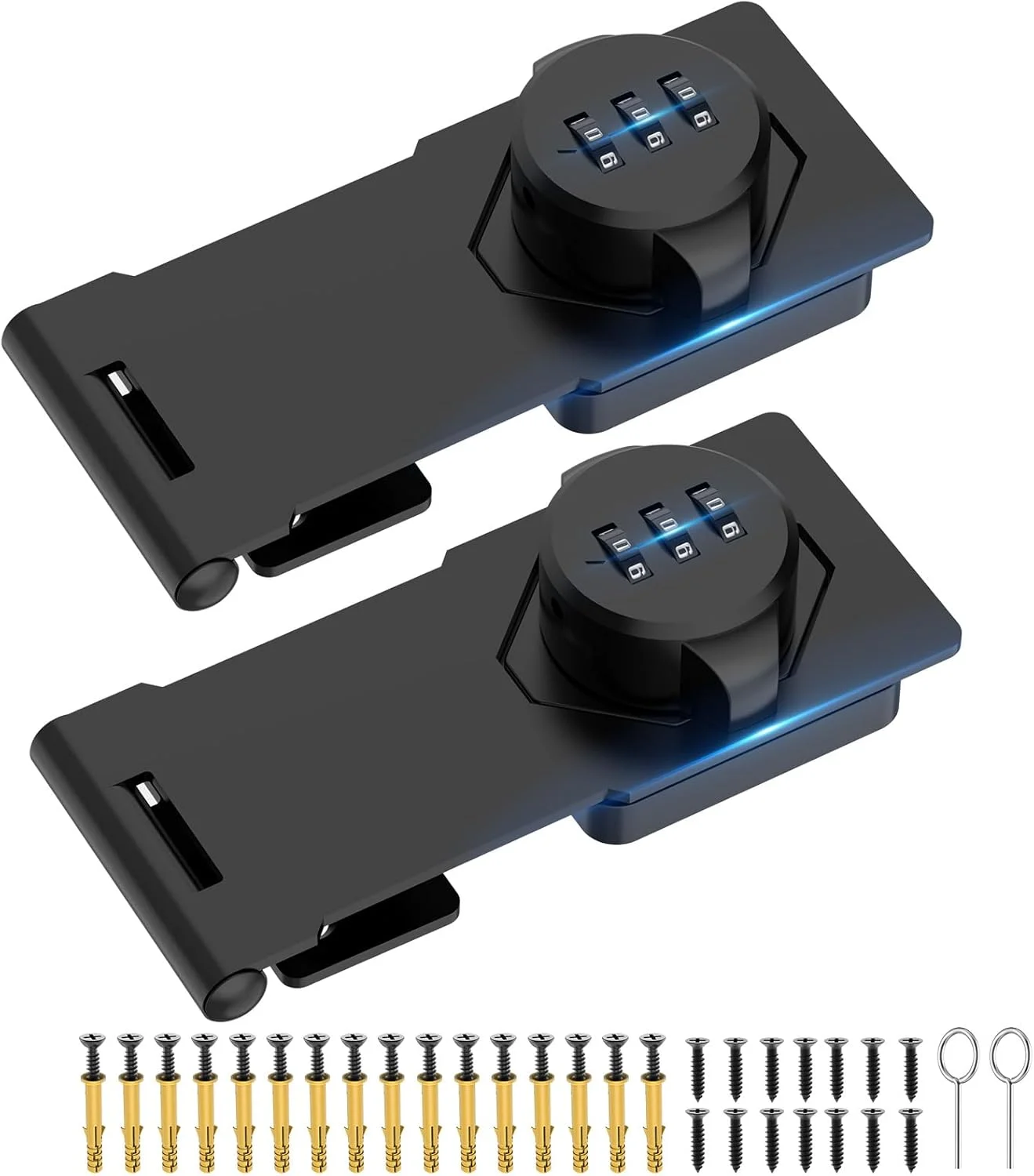 قفل های رمزدار کابینت خانگی MeBantoo، قفل ترکیبی درب کابینت، قفل کشویی امنیتی درب برای درهای کوچک، کابینت ها، درب انبار، حمام، فضای باز، باغ (2 عدد مشکی)