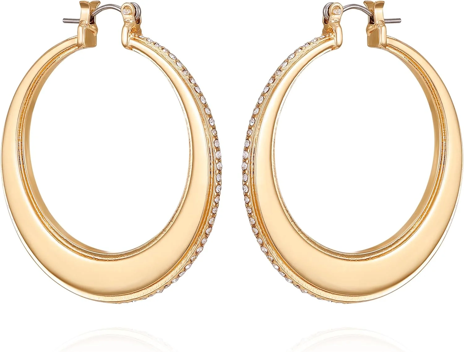 گوشواره های حلقه ای ضخیم نگین دار طلایی گس