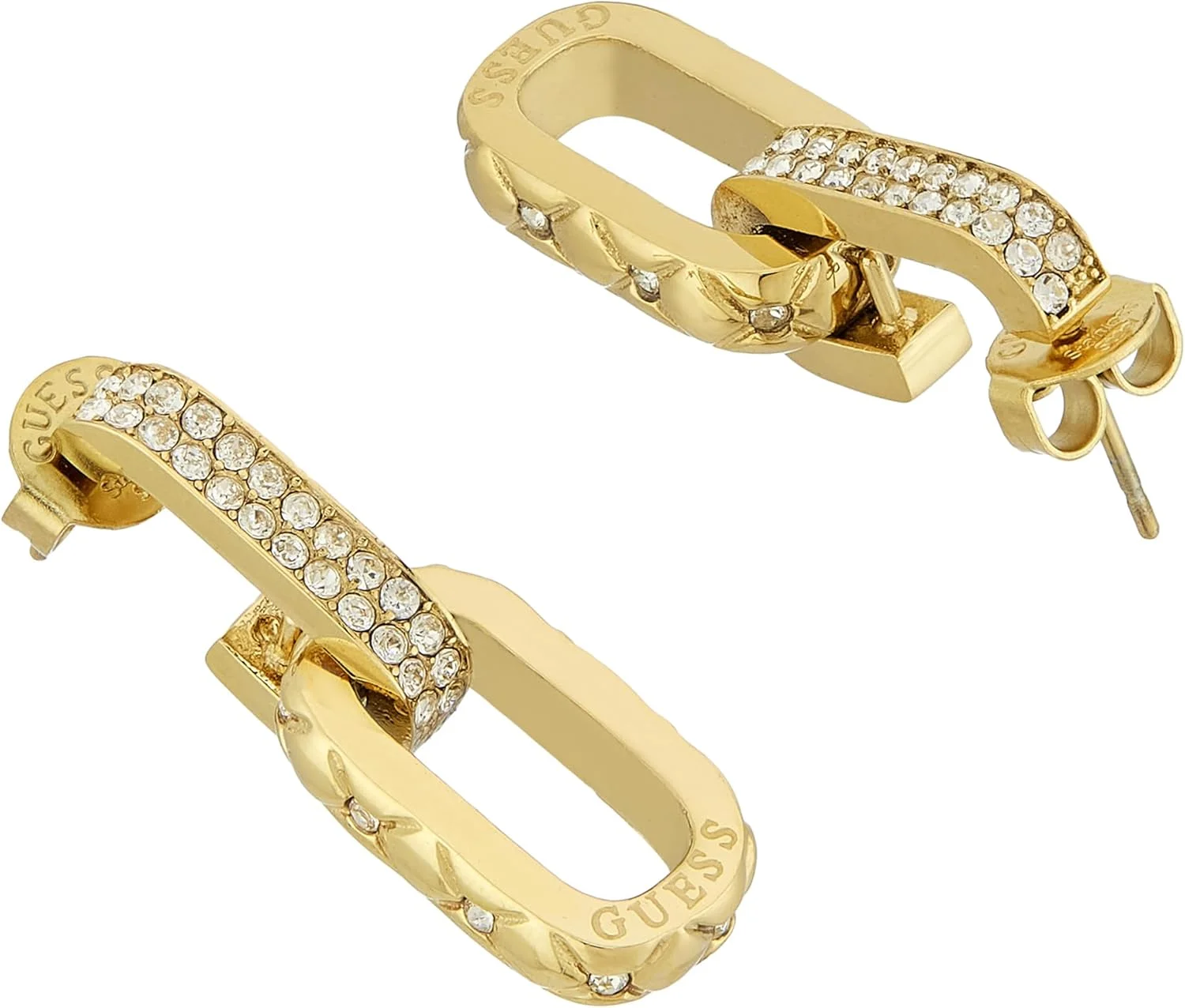 گوشواره زنانه گس مدل JUBE04582JWYGT-U متلسی پولکی طلایی