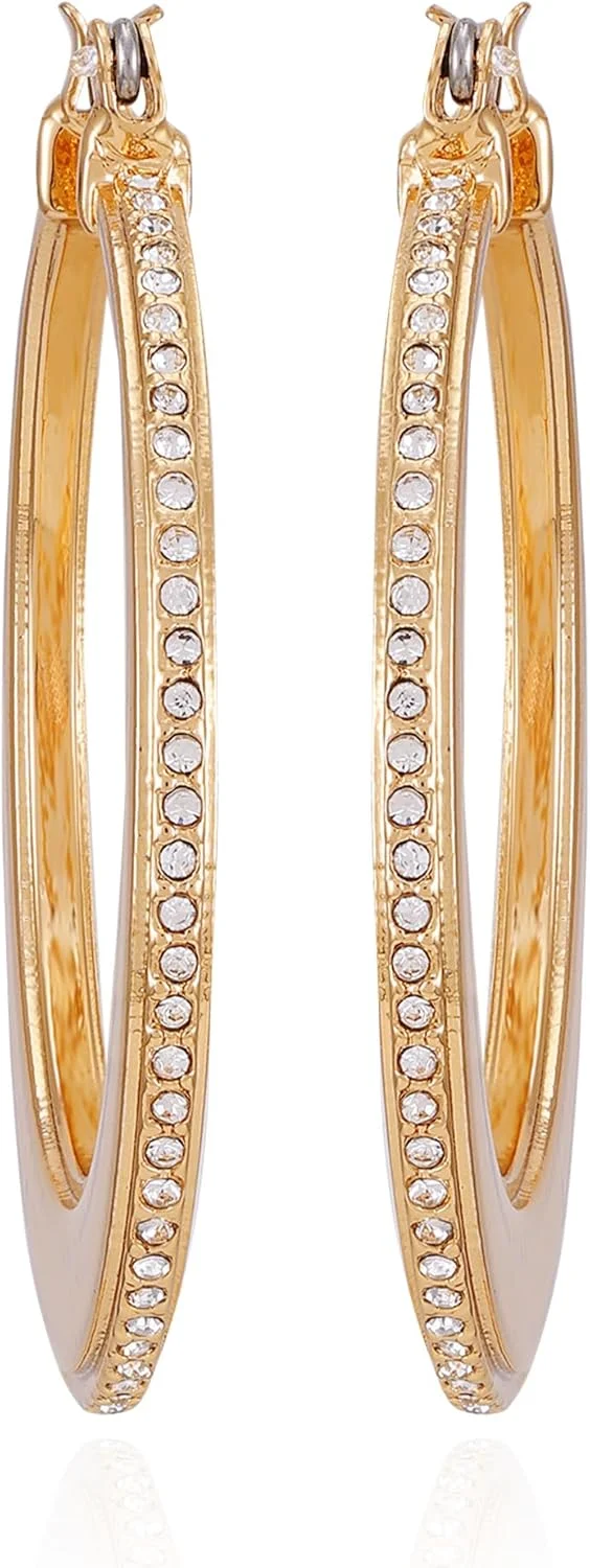 گوشواره های حلقه ای ضخیم نگین دار طلایی گس گوشواره های حلقه ای ضخیم نگین دار طلایی گس