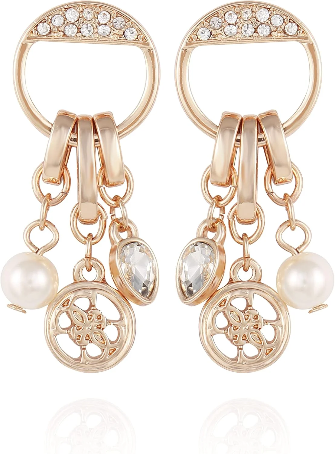 گوشواره های آویز چند آویز نگین دار طلایی گس