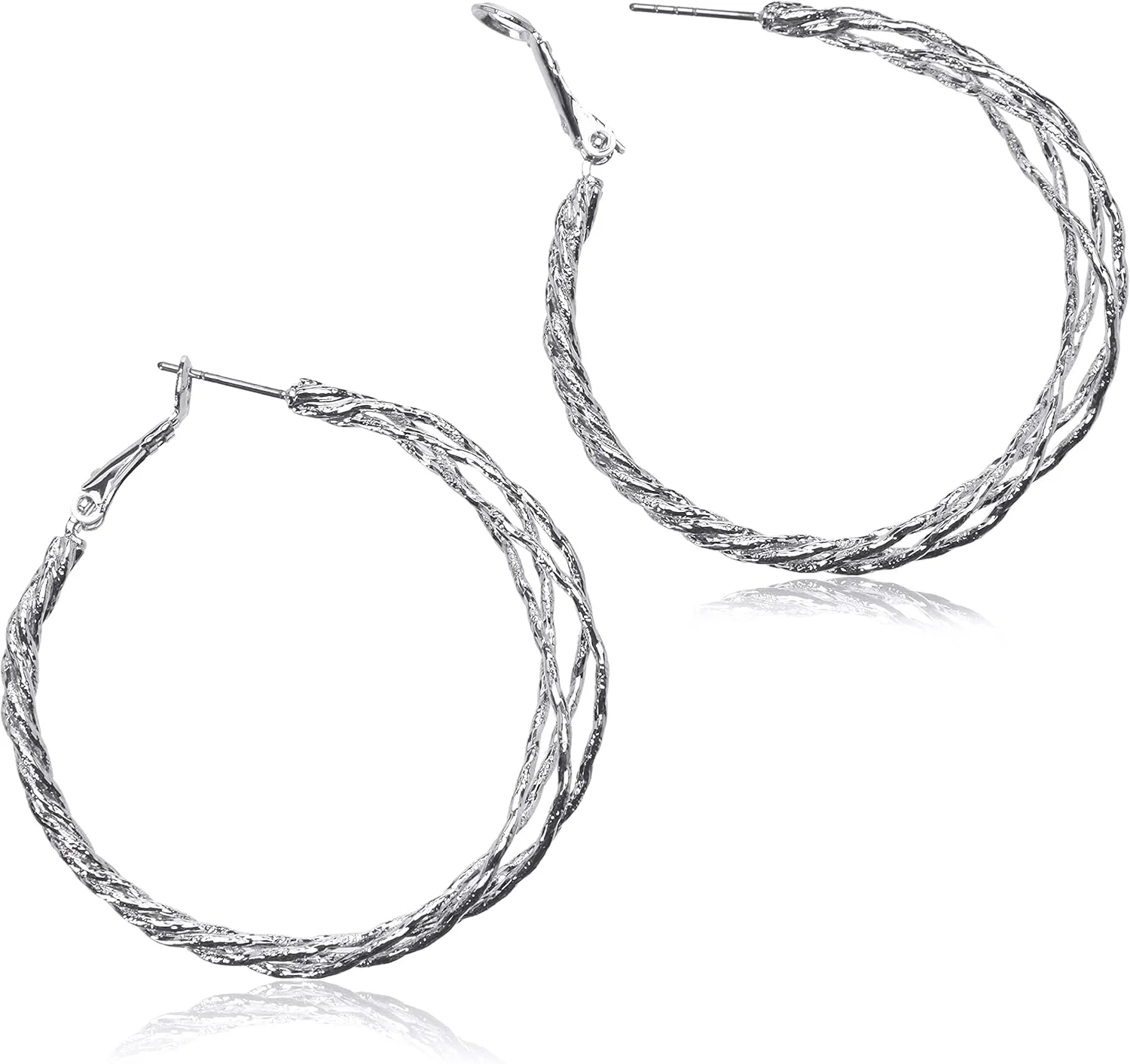 گوشواره های حلقه ای بافت نقره ای گس گوشواره های حلقه ای بافت نقره ای گس