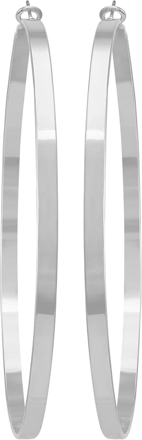 گوشواره های حلقه ای بزرگ نقره ای رنگ گس، یک سایز، فلز غیر قیمتی، بدون سنگ قیمتی گوشواره های حلقه ای بزرگ نقره ای رنگ گس، یک سایز، فلز غیر قیمتی، بدون سنگ قیمتی