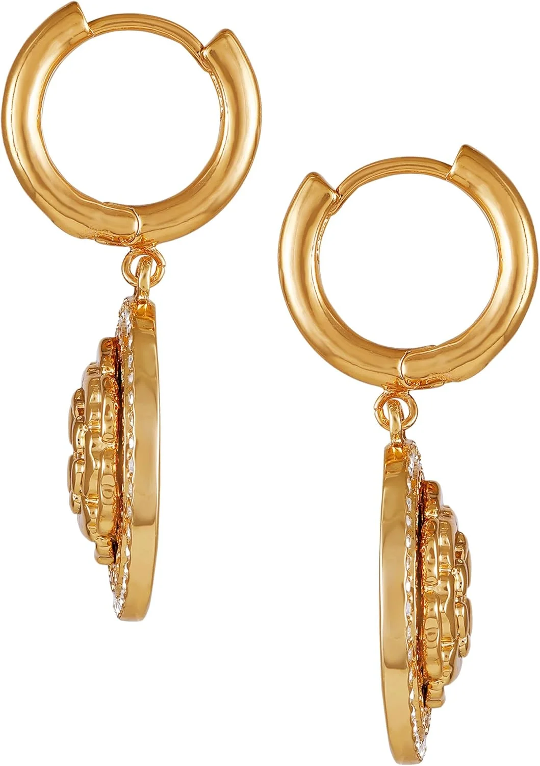 گوشواره های حلقه ای آویز سکه ای نگین دار طلایی حدس گوشواره های حلقه ای آویز سکه ای نگین دار طلایی حدس