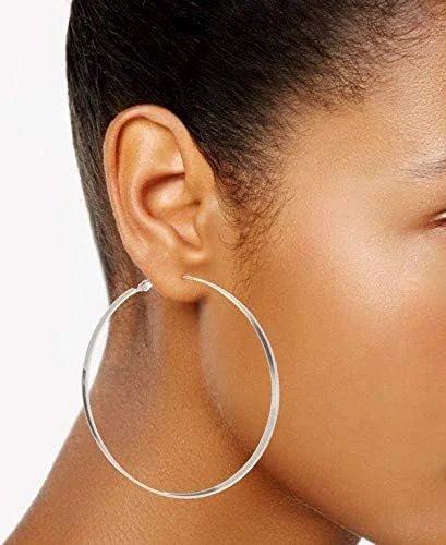 گوشواره های حلقه ای بزرگ نقره ای رنگ گس، یک سایز، فلز غیر قیمتی، بدون سنگ قیمتی گوشواره های حلقه ای بزرگ نقره ای رنگ گس، یک سایز، فلز غیر قیمتی، بدون سنگ قیمتی