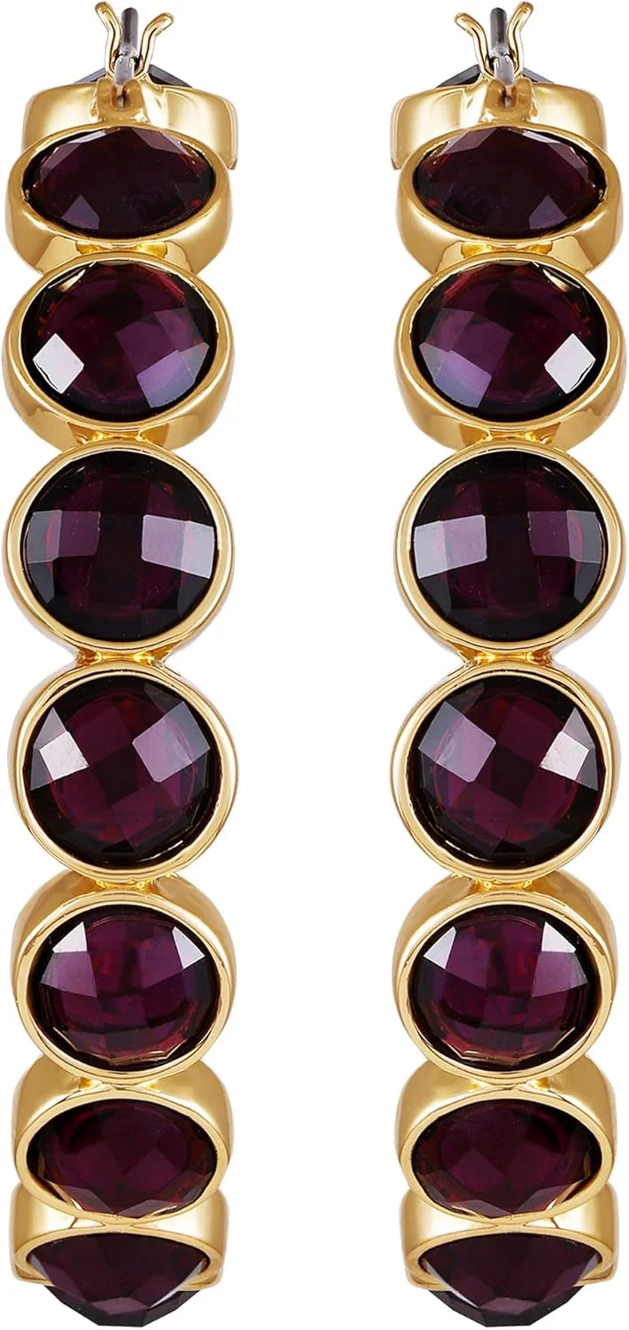 گوشواره های حلقه ای نگین دار گلدتُن گِس با سنگ شیشه ای کریستالی قرمز روشن گوشواره های حلقه ای نگین دار گلدتُن گِس با سنگ شیشه ای کریستالی قرمز روشن